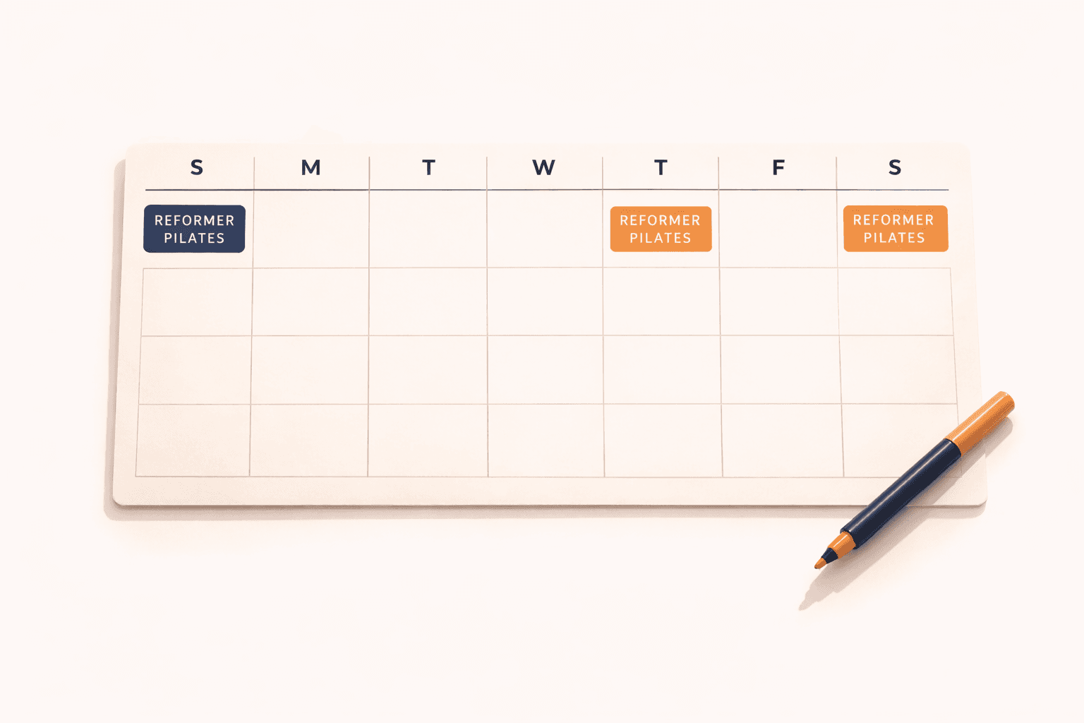 AORA Pilates studio reformer beds ready for a class