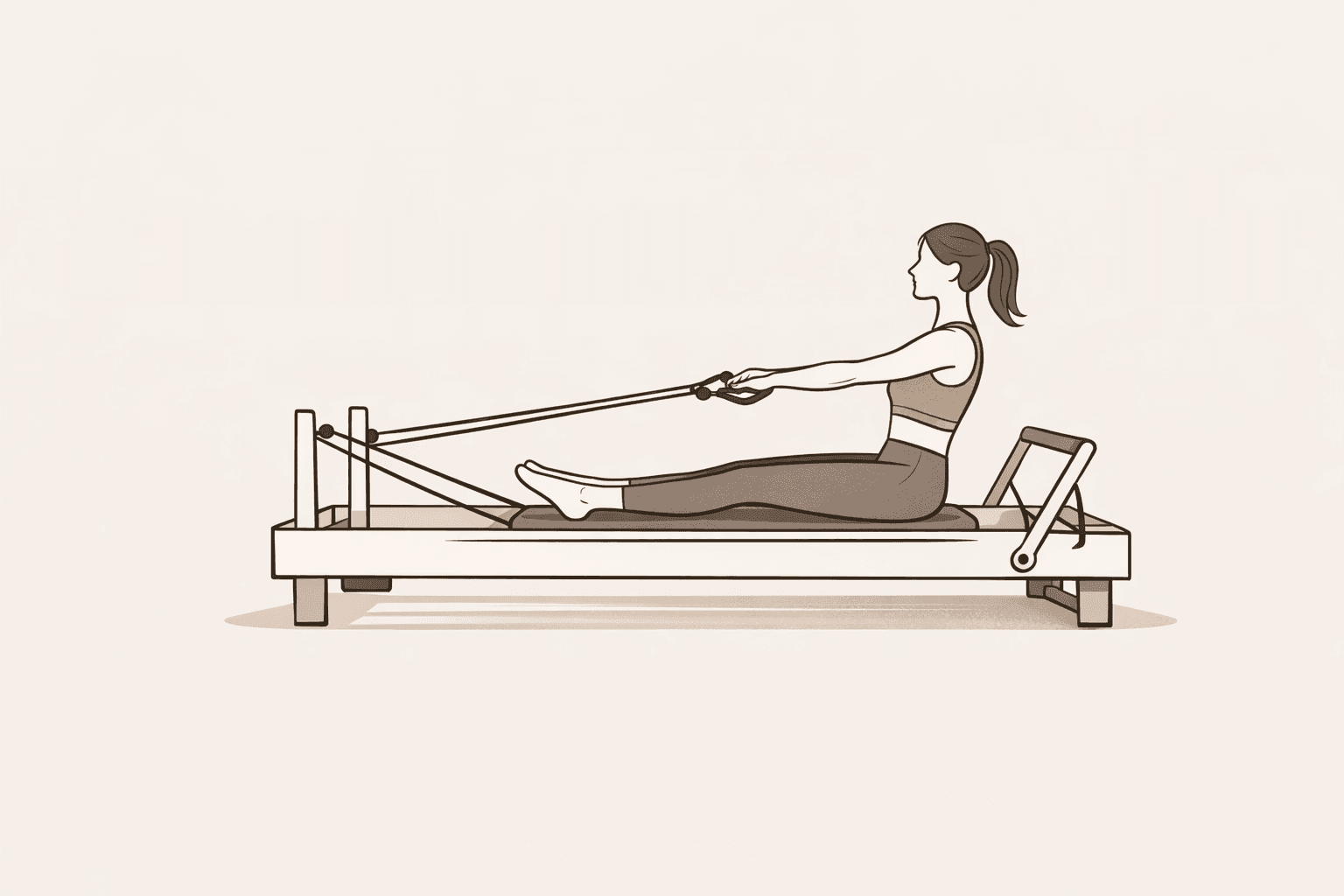 Client using a reformer pilates machine